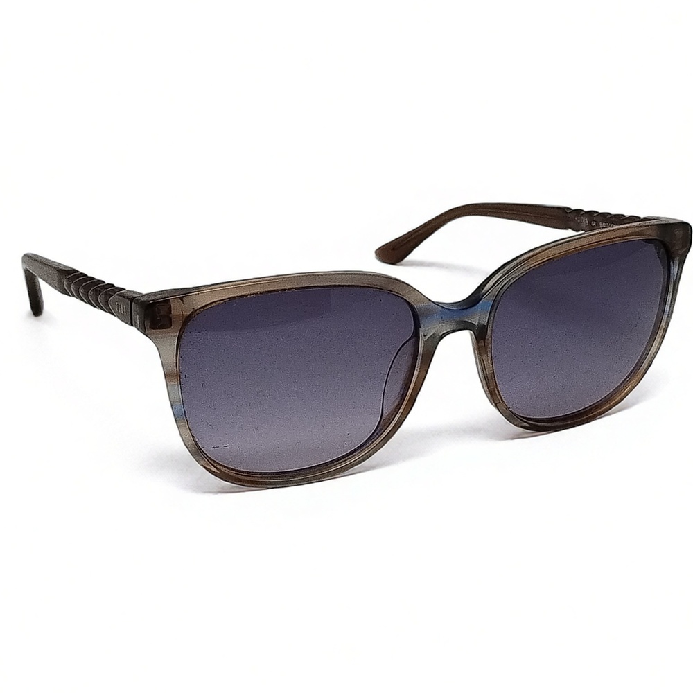 Elle Square Sunglasses Textured Temples Gradient Tint 55-17-140 Designer Eyewear